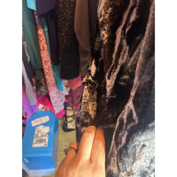 Karen Kane Faux Fur Coat Womens XL Black White Animal Print Toggle Jacket Luxury - Picture 6 of 10